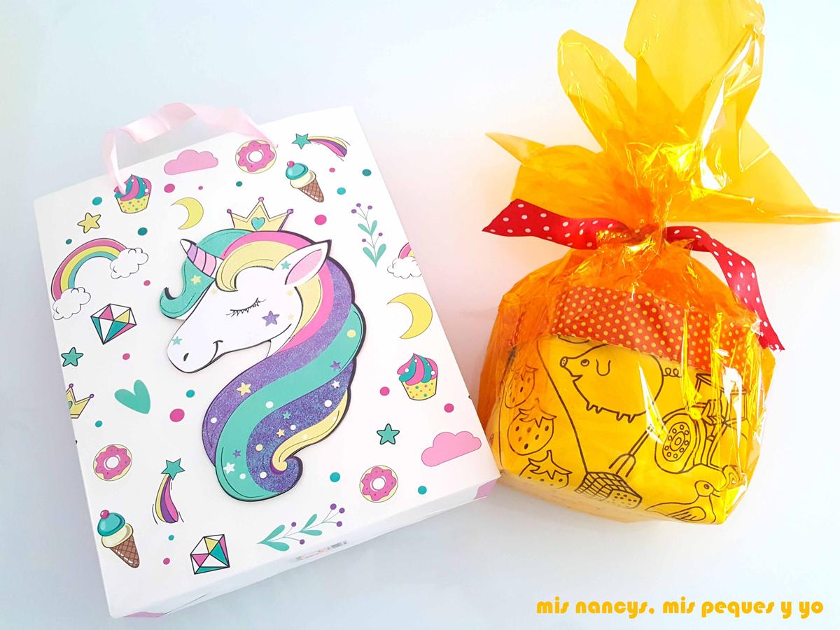 mis nancys, mis peques y yo, cestas de tela reversibles, cesta preparada para regalar, con packaging bonito