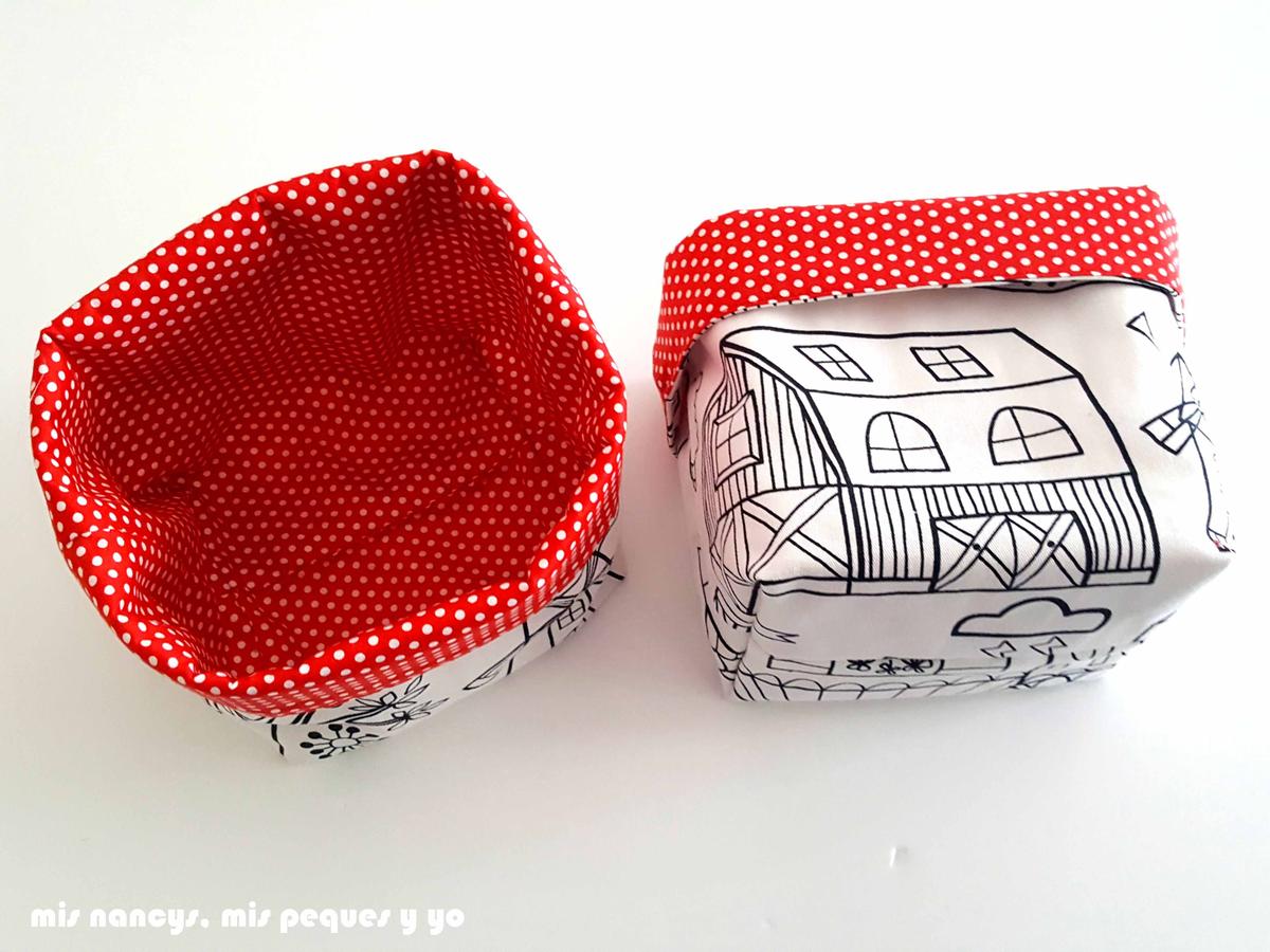 mis nancys, mis peques y yo, cestas de tela reversibles, con tela de Ikea
