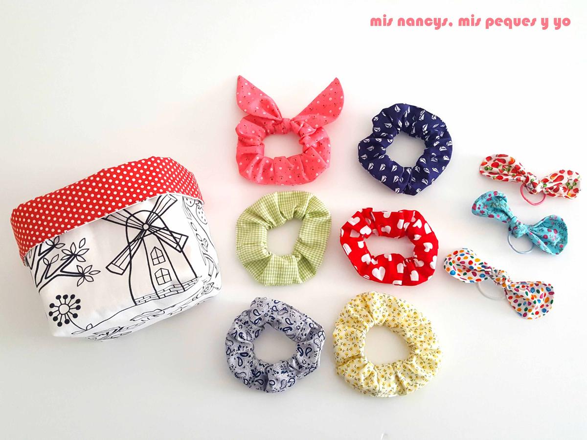 mis nancys, mis peques y yo, cestas de tela reversibles, para guardar accesorios para el pelo