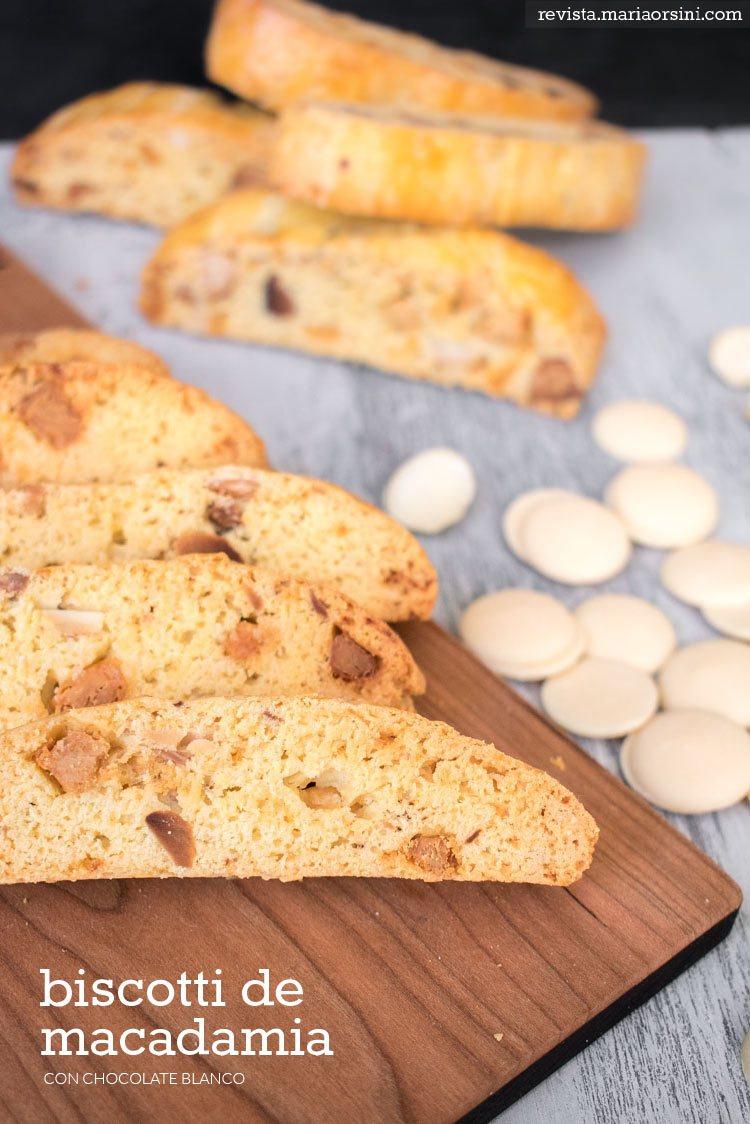 Receta de biscotti de chocolate blanco y macadamia en Maria Orsini