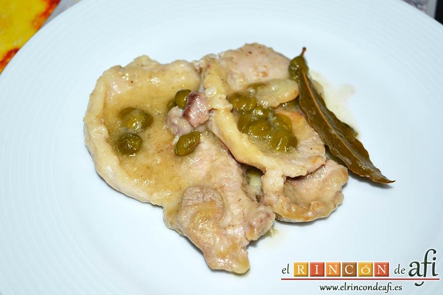 Chuletas de cerdo con alcaparras y anchoas, sugerencia de presentación