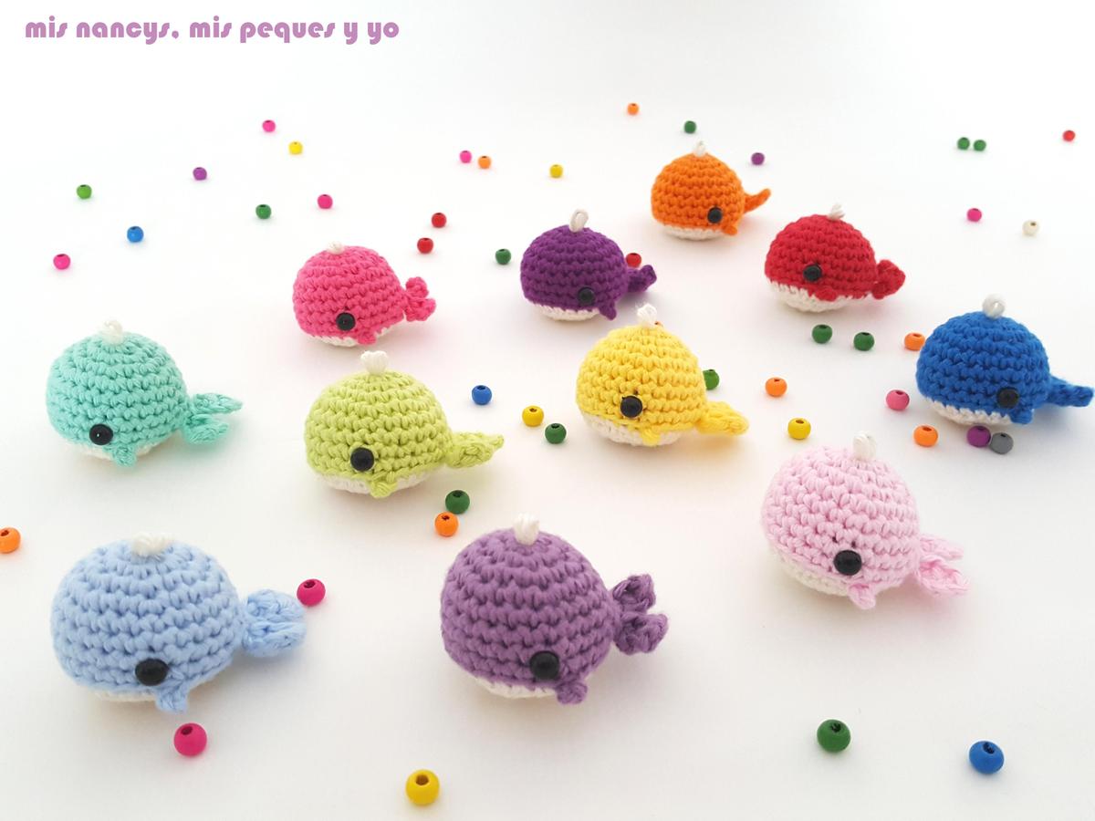 mis nancys, mis peques y yo, ballenitas de ganchillo, ballenitas de crochet de colores