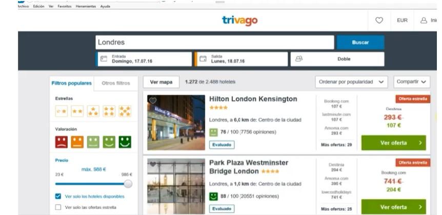 Buscar hoteles en Trivago