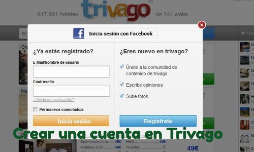 crear una cuenta en Trivago