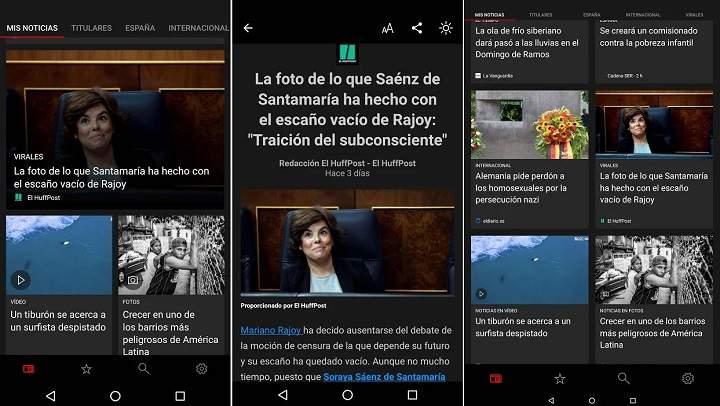 Las mejores aplicaciones para leer noticias feeds y blogs en moviles y tablets Android sobre tecnología politica economia gastronomia viajes entrentenimiento geek con modo nocturno ajustes personalizables, lector de noticias y mas