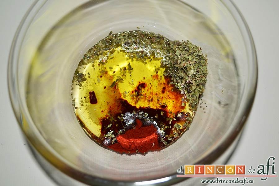 Chuletas de Sajonia con salsa de perejil, agregar aceite de oliva