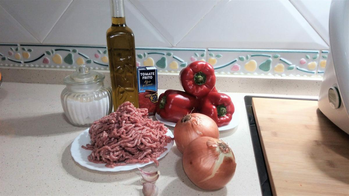 Ingredientes para hacer pimientos rellenos en Thermomix