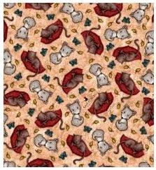 Tela Gorjuss My Story con estampado de gatitos y zorros con fondo beige