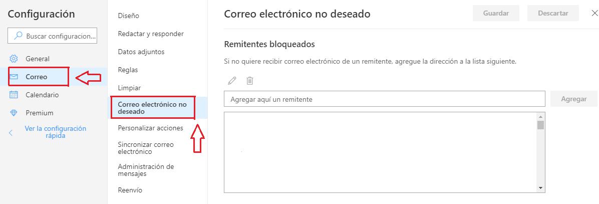 bloquear direcciones correo Hotmail