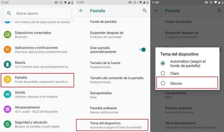 Cómo habilitar el dark mode modo nocturno tema oscuro o modo noche en cualquier teléfono o tablet Android