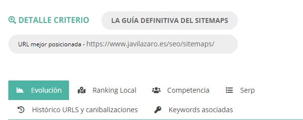 Menú del detalle de criterio