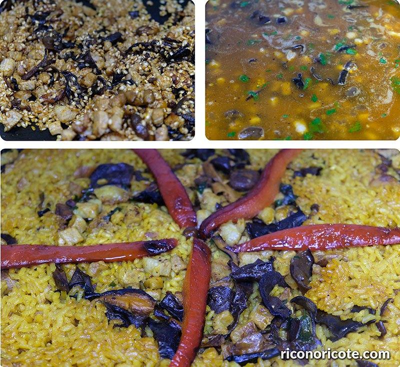 Arroz con secreto ibérico y setas