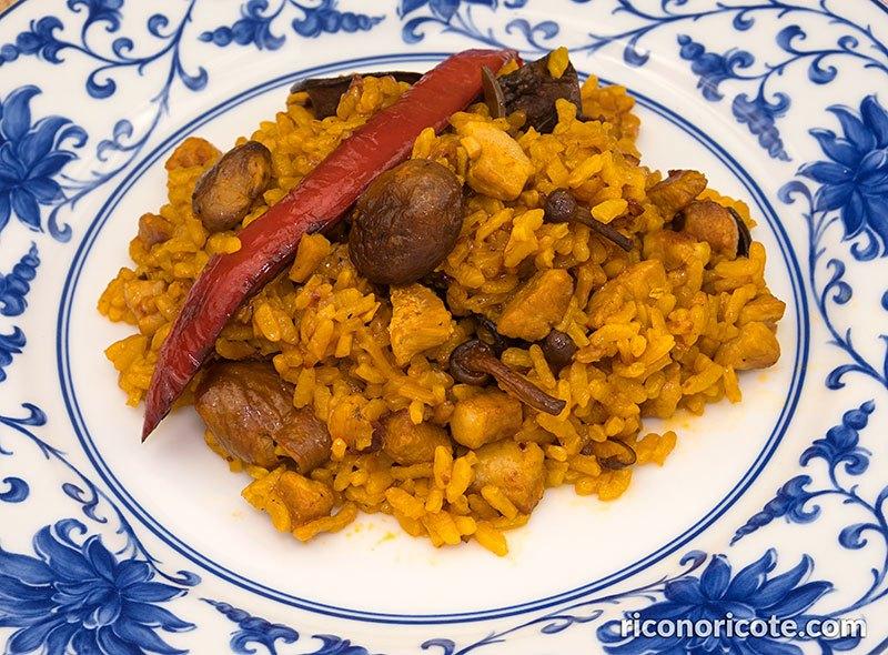 Arroz con secreto ibérico y setas