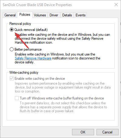 Cómo habilitar o deshabilitar el almacenamiento en caché de discos en Windows 10