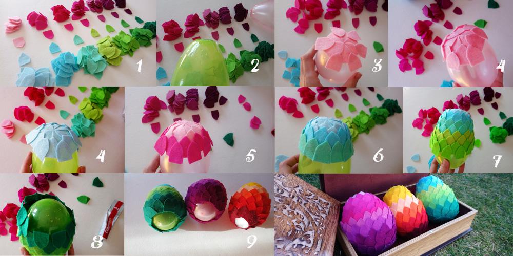 Tutorial Huevos de dragón con fieltro