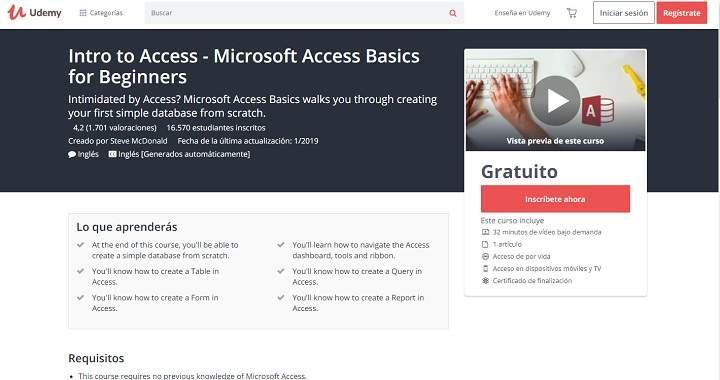 Curso de formacion online gratis de Microsoft Office Access en español MOOC