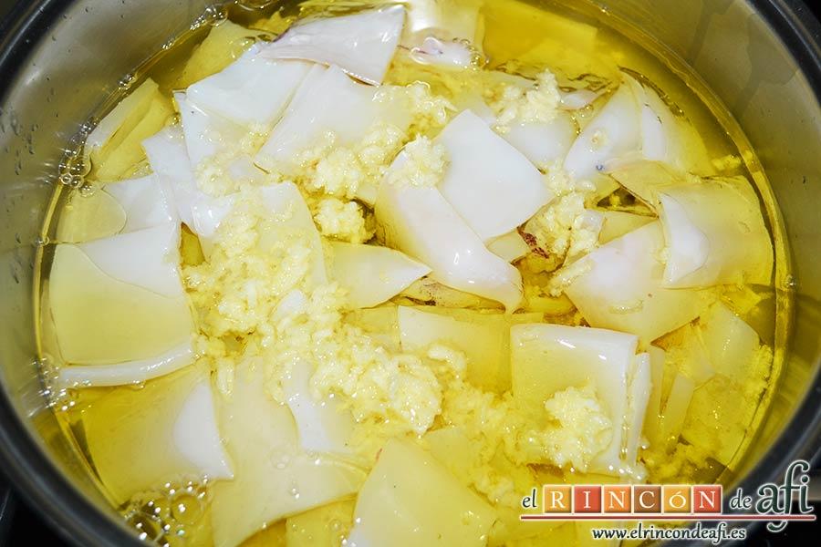 Calamares de mi abuela, añadir vaso y medio de aceite de oliva