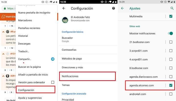 Cómo bloquear desactivar o eliminar las notificaciones y mensajes emergentes que aparecen en el móvil o en el PC a traves de Google Chrome con anuncios y noticias