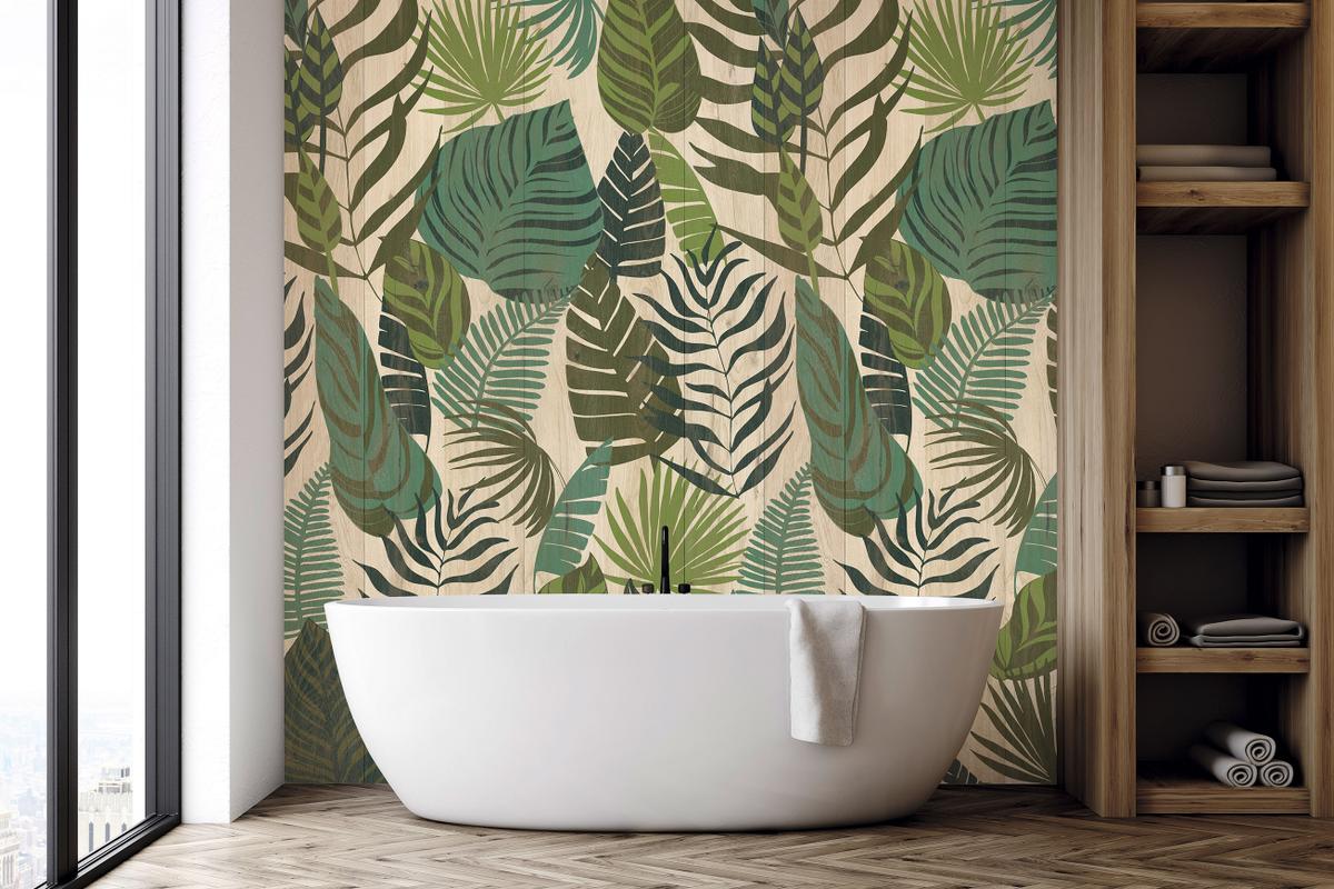 Cuarto de baño con revestimiento Element 3D Premium Jungle Wood