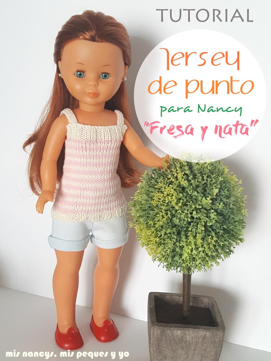 mis nancys, mis peques y yo, tutorial jersey de punto para Nancy "Fresa y nata"