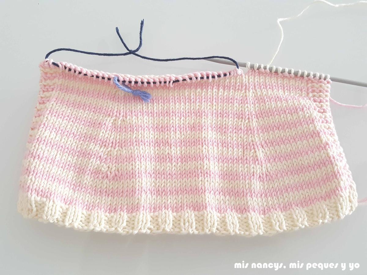 mis nancys, mis peques y yo, tutorial jersey de punto para Nancy "Fresa y nata", reservar 36 puntos