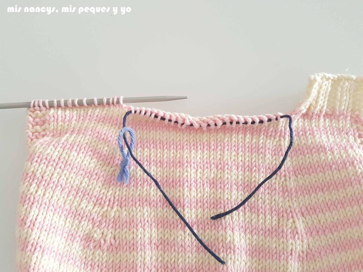 mis nancys, mis peques y yo, tutorial jersey de punto para Nancy "Fresa y nata", reservar los puntos centrales