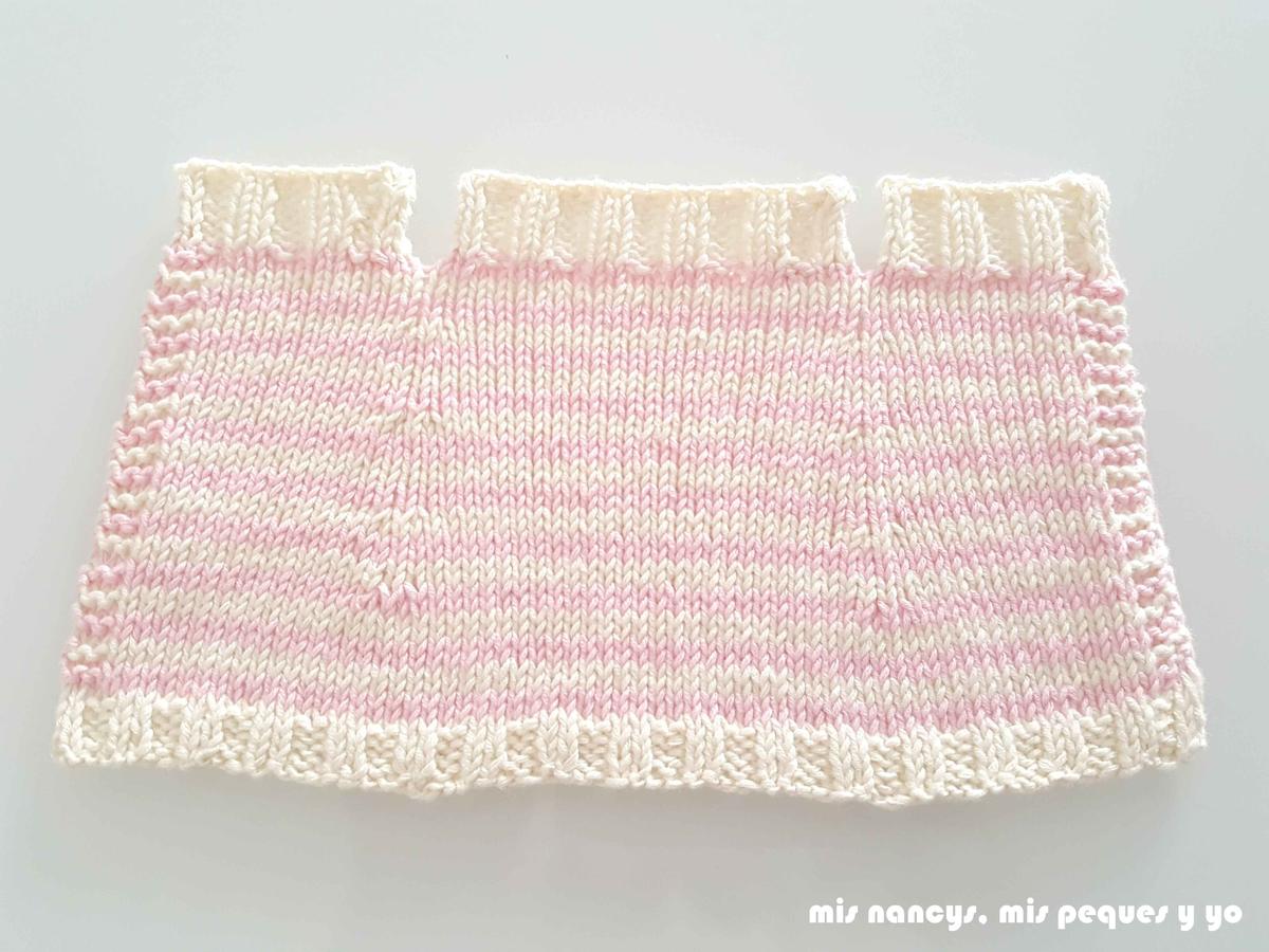mis nancys, mis peques y yo, tutorial jersey de punto para Nancy "Fresa y nata", labor bloqueada
