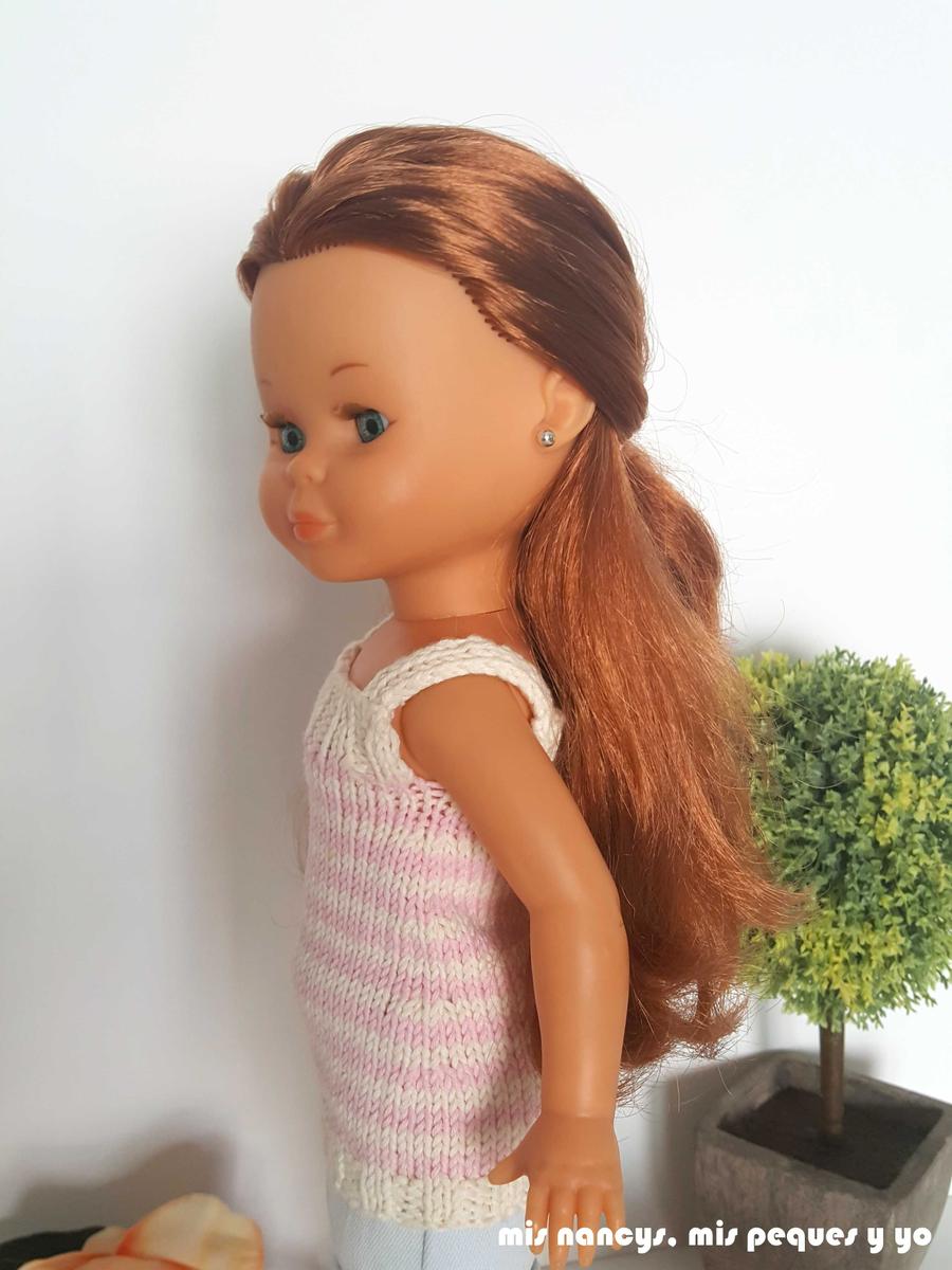 mis nancys, mis peques y yo, tutorial jersey de punto para Nancy "Fresa y nata", detalle disminuciones