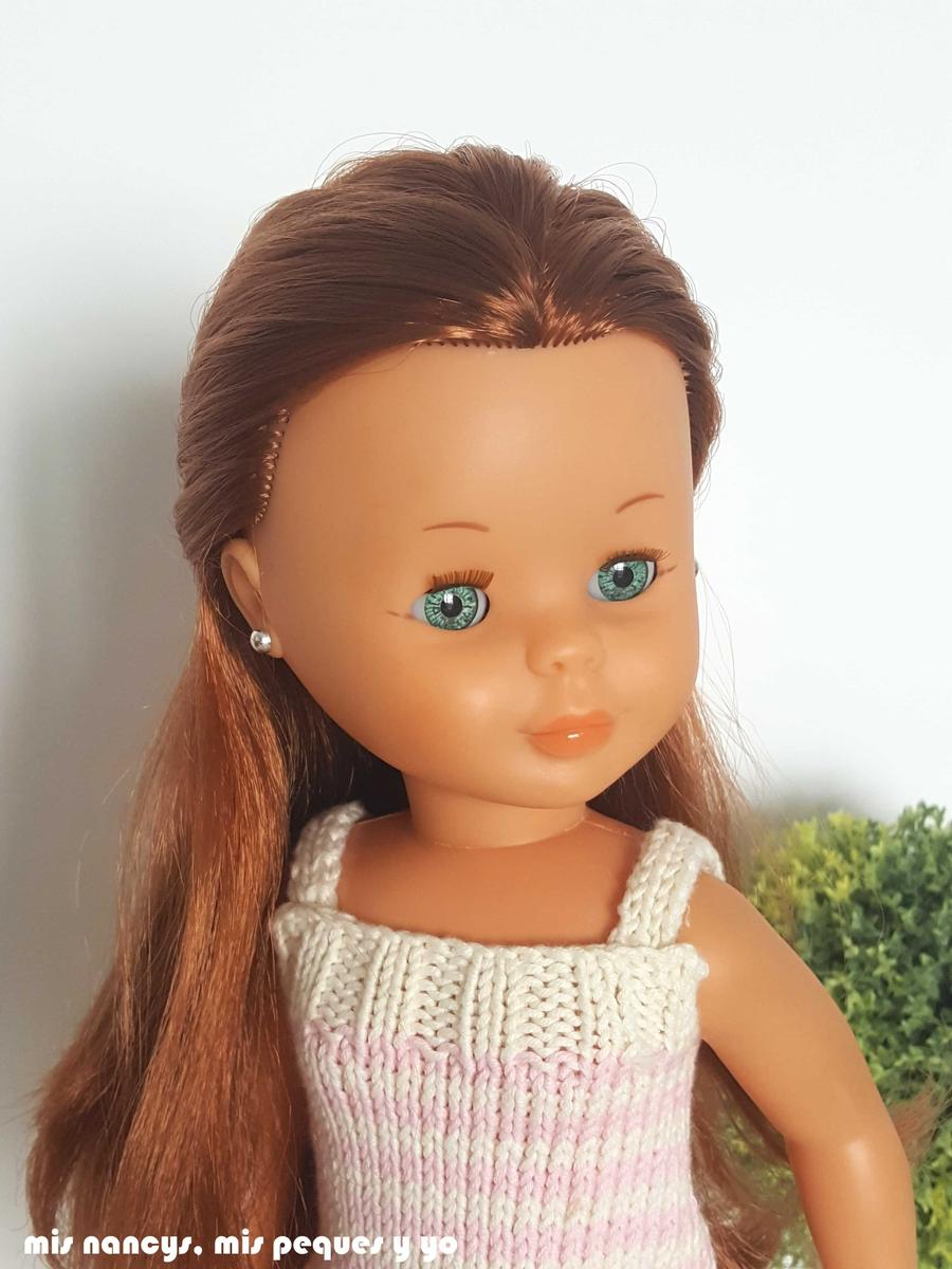 mis nancys, mis peques y yo, tutorial jersey de punto para Nancy "Fresa y nata", detalle escote