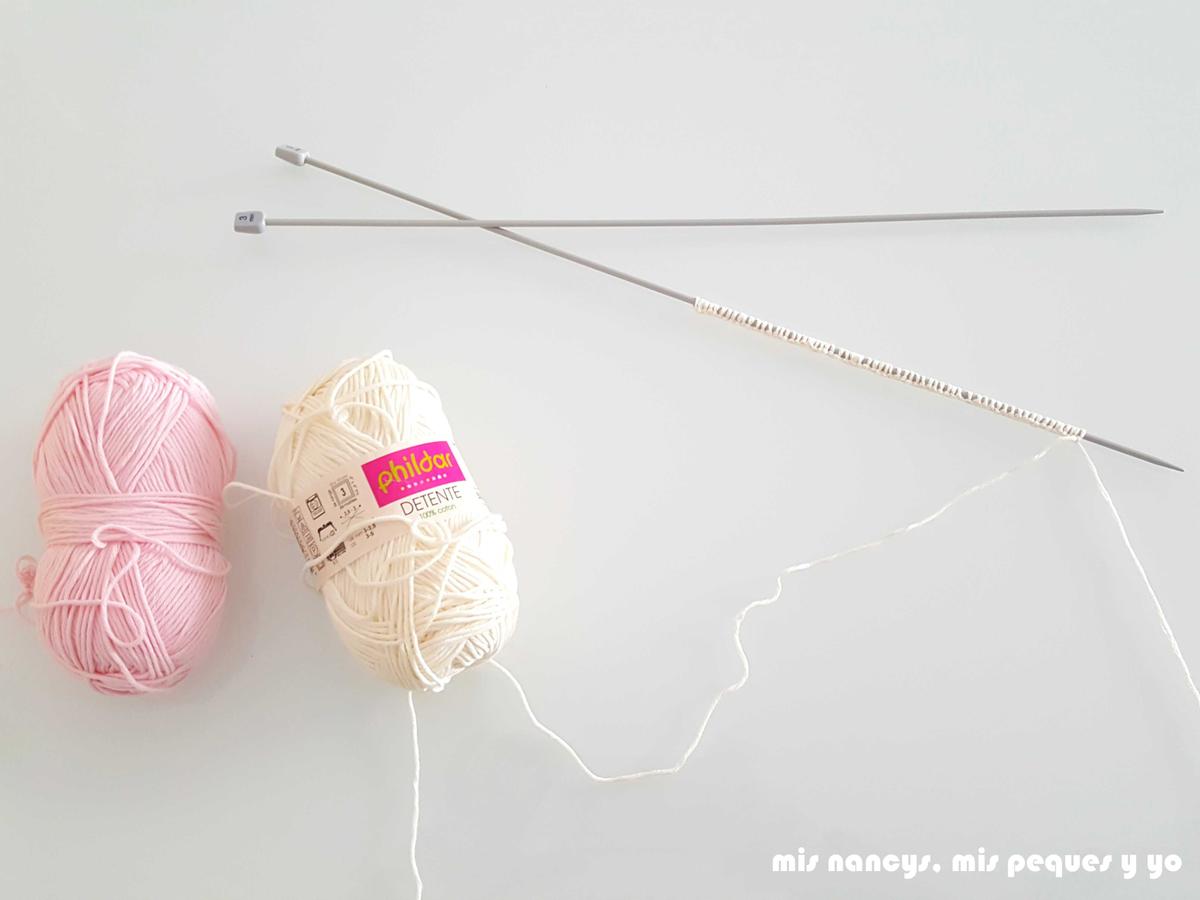 mis nancys, mis peques y yo, tutorial jersey de punto para Nancy "Fresa y nata", montar puntos