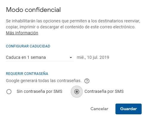 Cómo mandar email protegido por contraseña con fecha de caducidad y que no se pueda reenviar