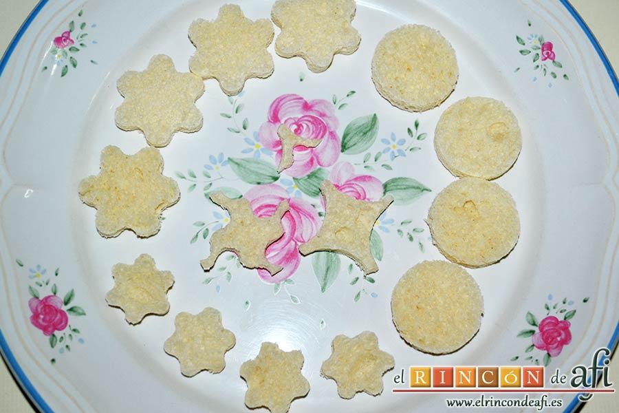 Crema de puerros con espárragos trigueros, sacar formas de pan de molde
