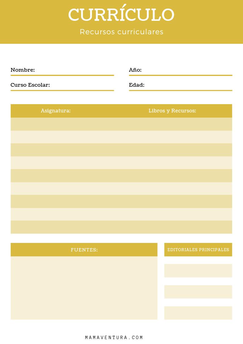 Recursos Curriculares Portafolio del homeschooling