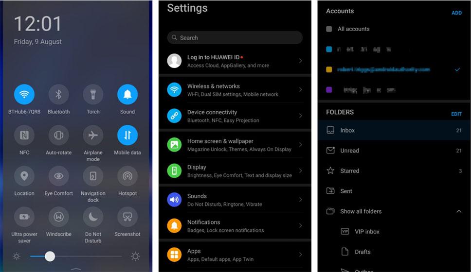 EMUI 10 - Tema oscuro