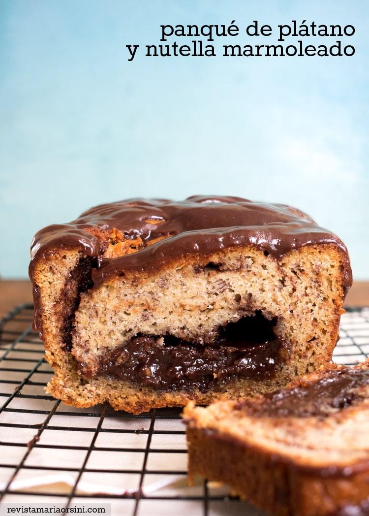 Panqué de plátano y nutella marmoleado