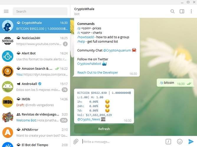 bot para ver el precio del bitcoin y otras criptomonedas