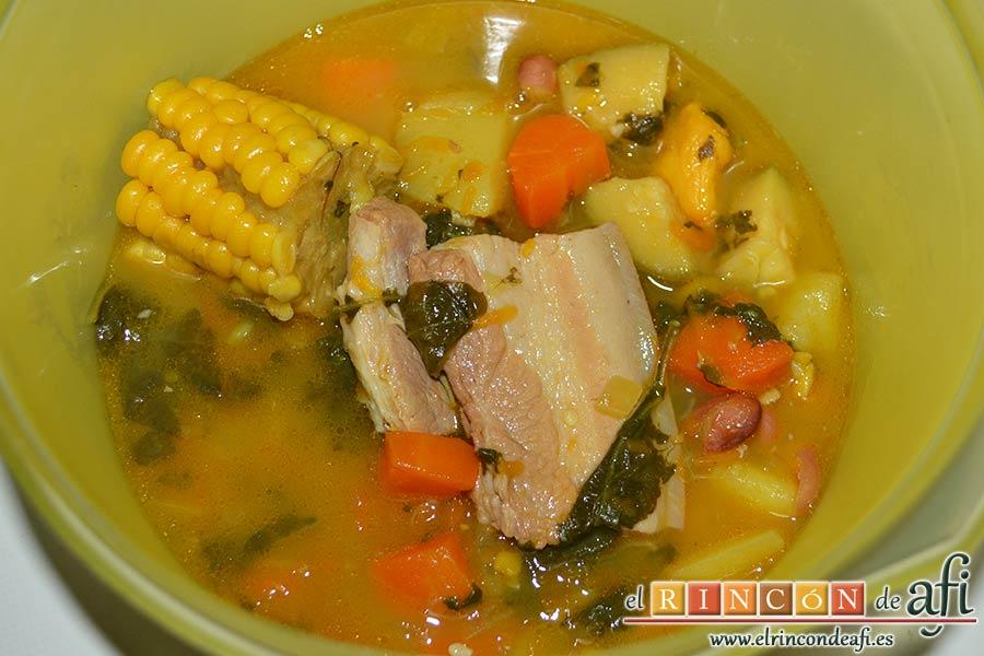 Potaje de jaramagos, se sugiere trocear la piña
