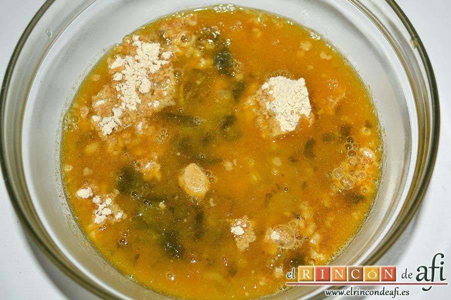 Potaje de jaramagos, añadirle caldo del potaje