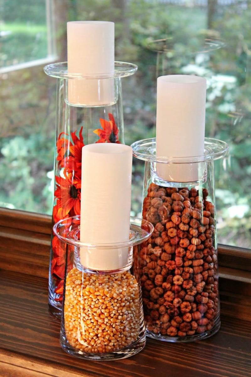 decoracion otoñal con maiz