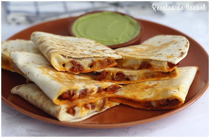 Quesadillas de chorizo y queso. Se preparan en unos minutos