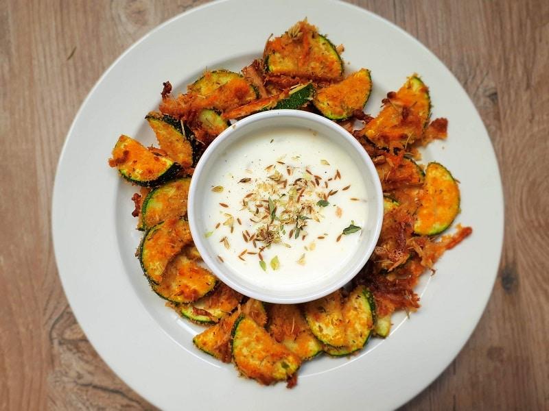 calabacin con salsa de yogur