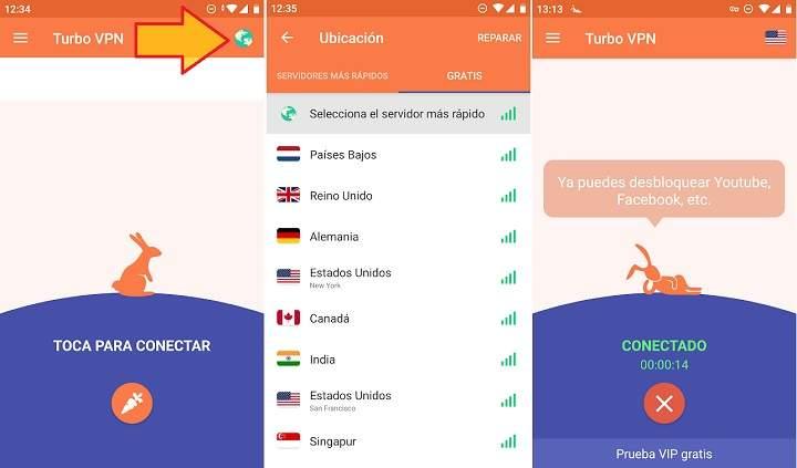 VPN rapido y gratis con servidores en paises como EEUU y Reino Unido