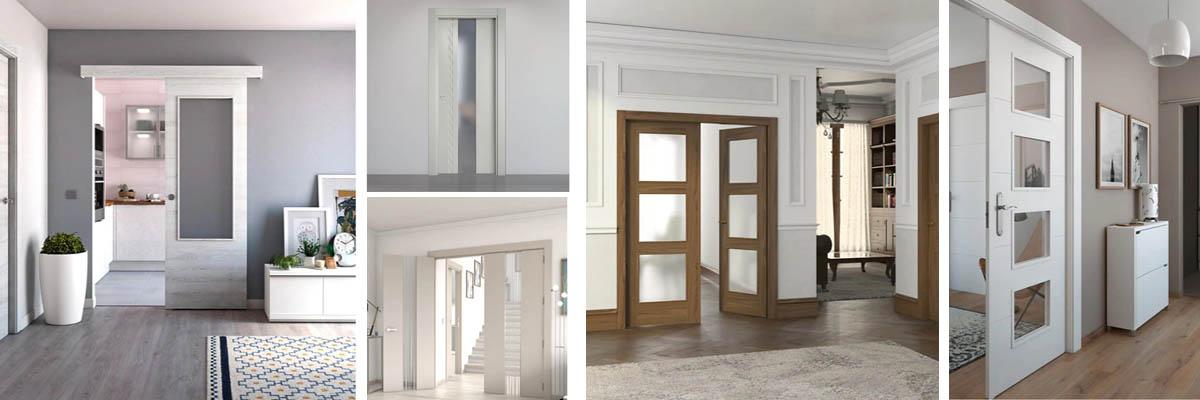 Puertas de madera con vidriera
