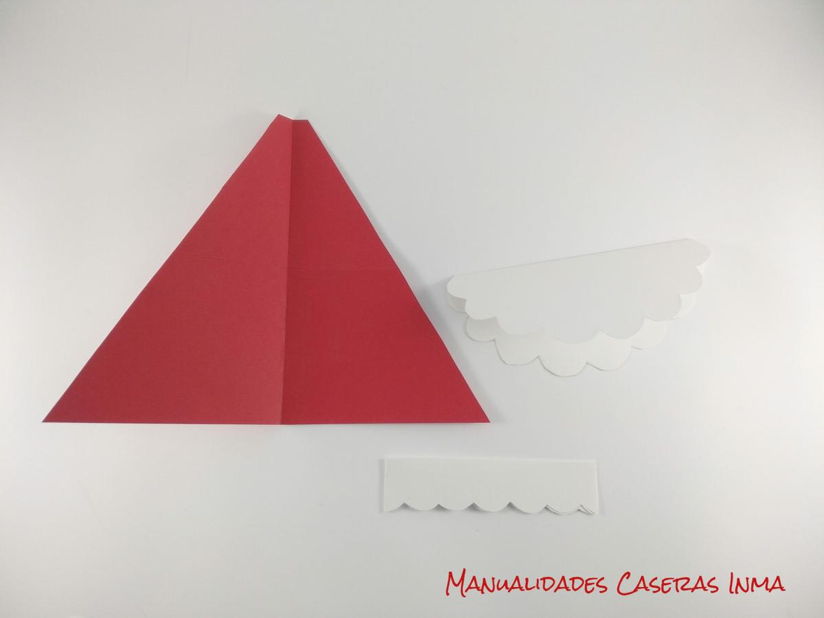 Manualidades Caseras Inma_ como dobla gorro y barba tarjeta Papa Noel