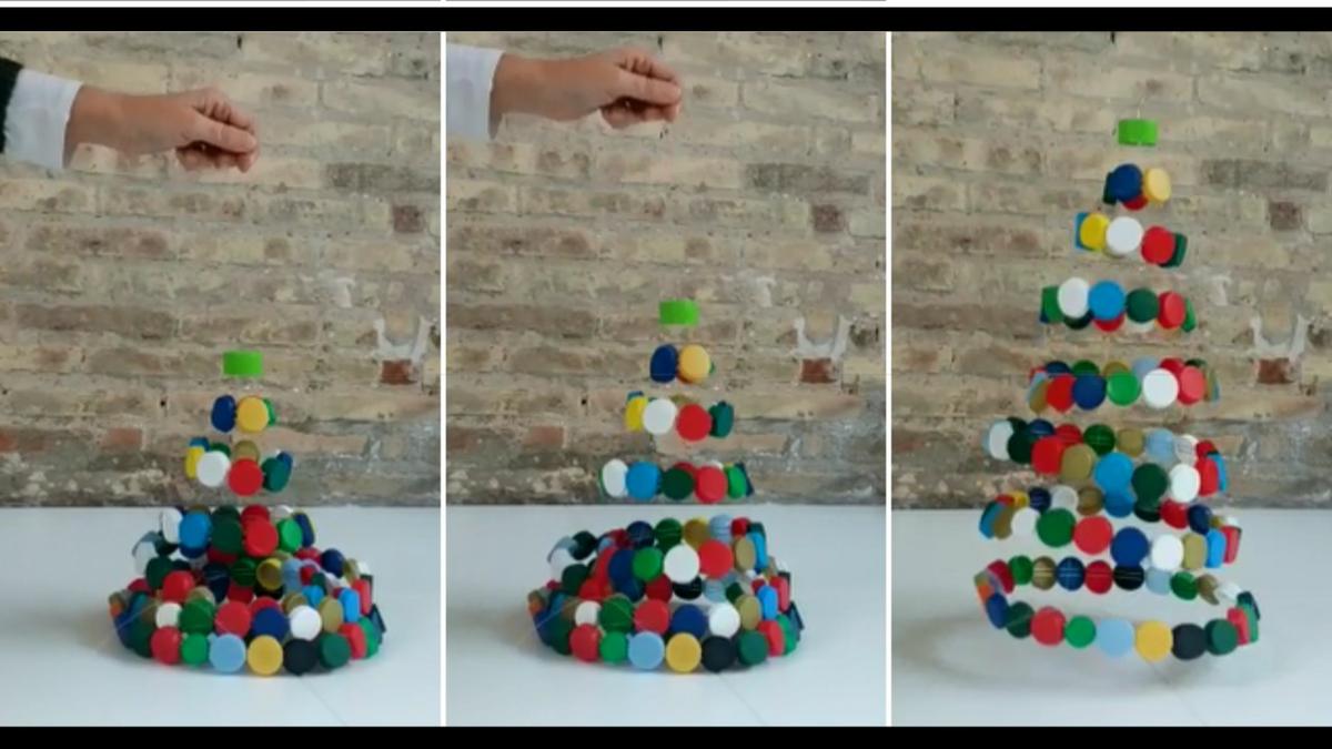 Árbol con tapitas de botellas de plástico #recicladocreativo