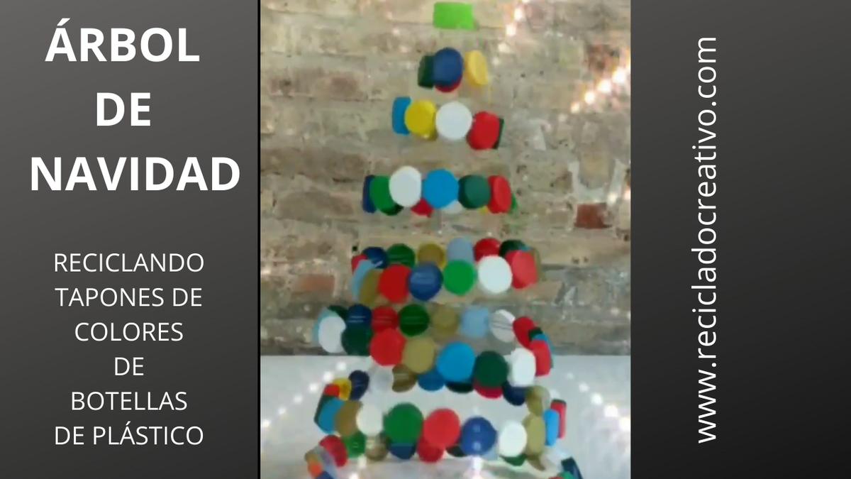 Árbol con tapitas de botellas de plástico #recicladocreativo