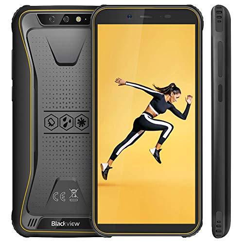 Blackview Oficial BV5500 (2020) Móvil Libre Resistente IP68 Impermeable Robusto de 5.5" (13.9cm, 18:9), 2GB/16GB, Android 8.1, Doble Cámara 13MP+5MP, 4400mAh Batería SIM Doble Smartphone- Amarillo