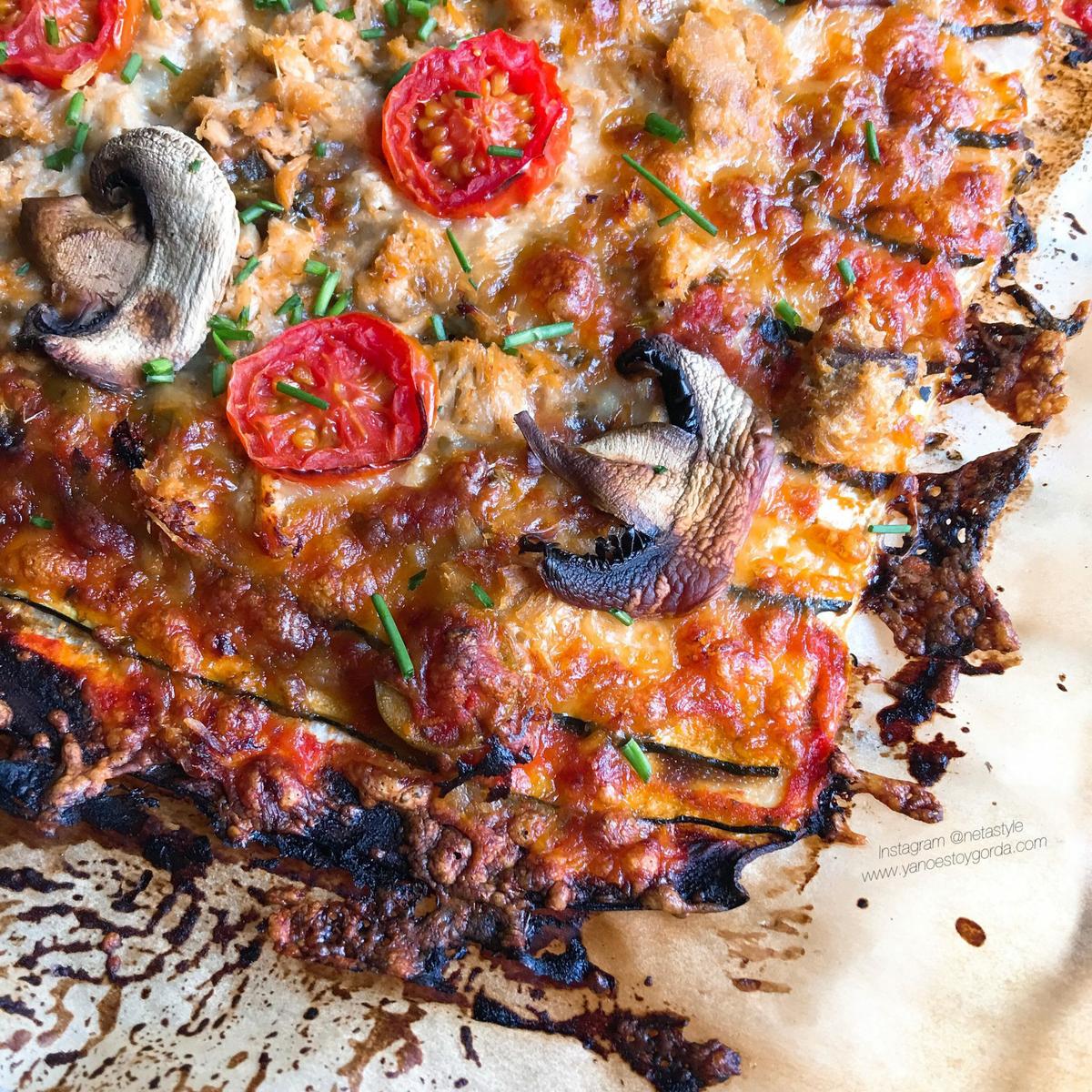 Calabacín a lo pizza de atún y champiñones