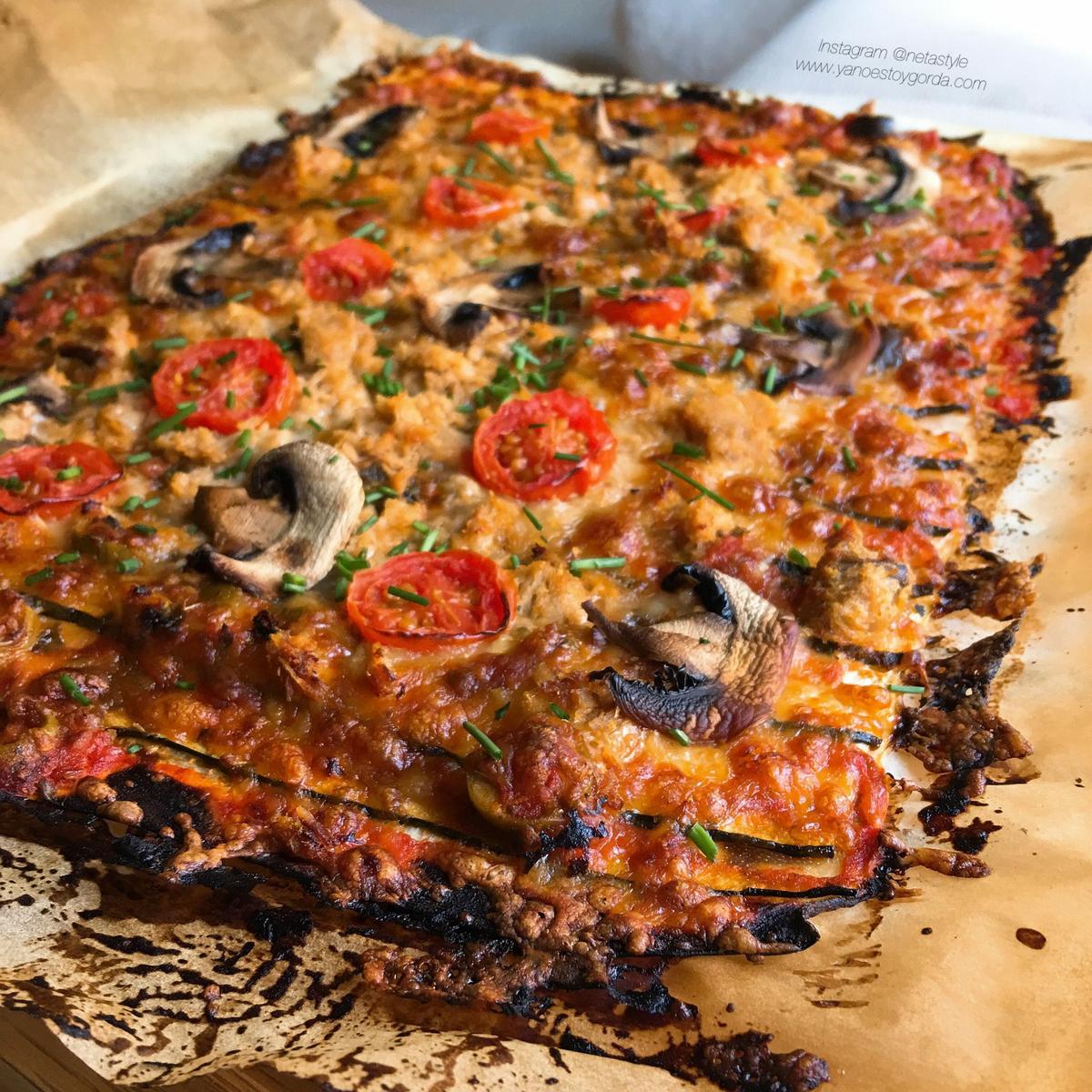 Calabacín a lo pizza de atún y champiñones