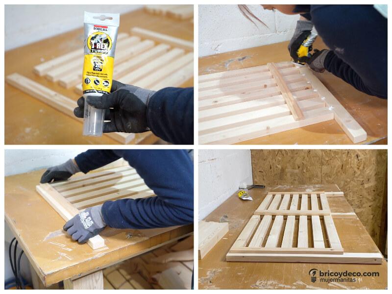 fijar las piezas con adhesivo de montaje